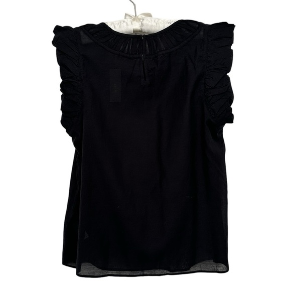 NEW J. CREW Gathered ruffle-sleeve top in cotton-blend voile Black Size Small - Picture 4 of 9